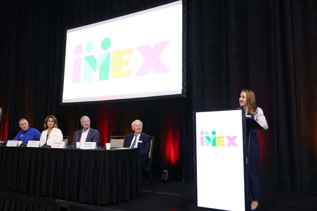 IMEX 2023 Las Vegas Nevada IMEX CEO Carina Bauer at the closing press conference